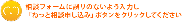 ねっと相談フォームに誤りのないよう入力し、「ねっと相談申し込み」ボタンをクリックしてください。